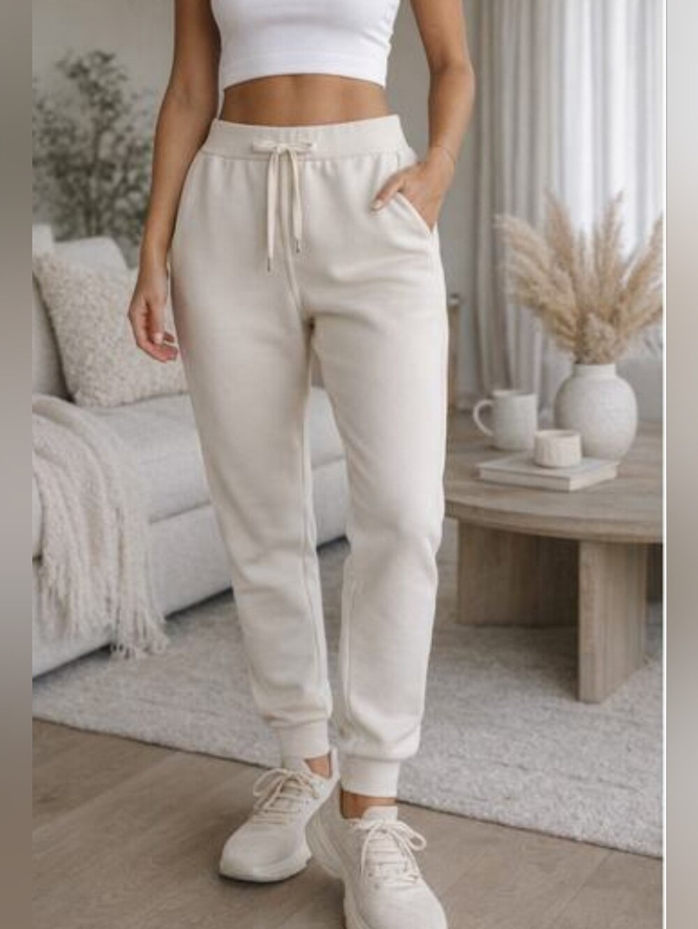 NWT 90 Degree Women’s Cozy Drawstring Joggers - Cream